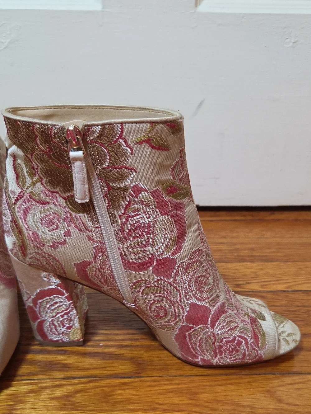Nine West Vintage Floral Haywood Open-Toe Heel Boots